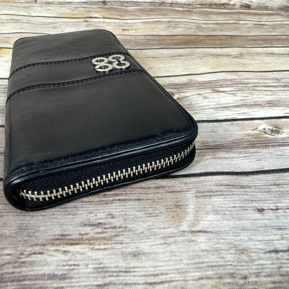 COACH Womens Black Slim Accordion Leather Zip Around Minimalist Wallet - Picture 5 of 8